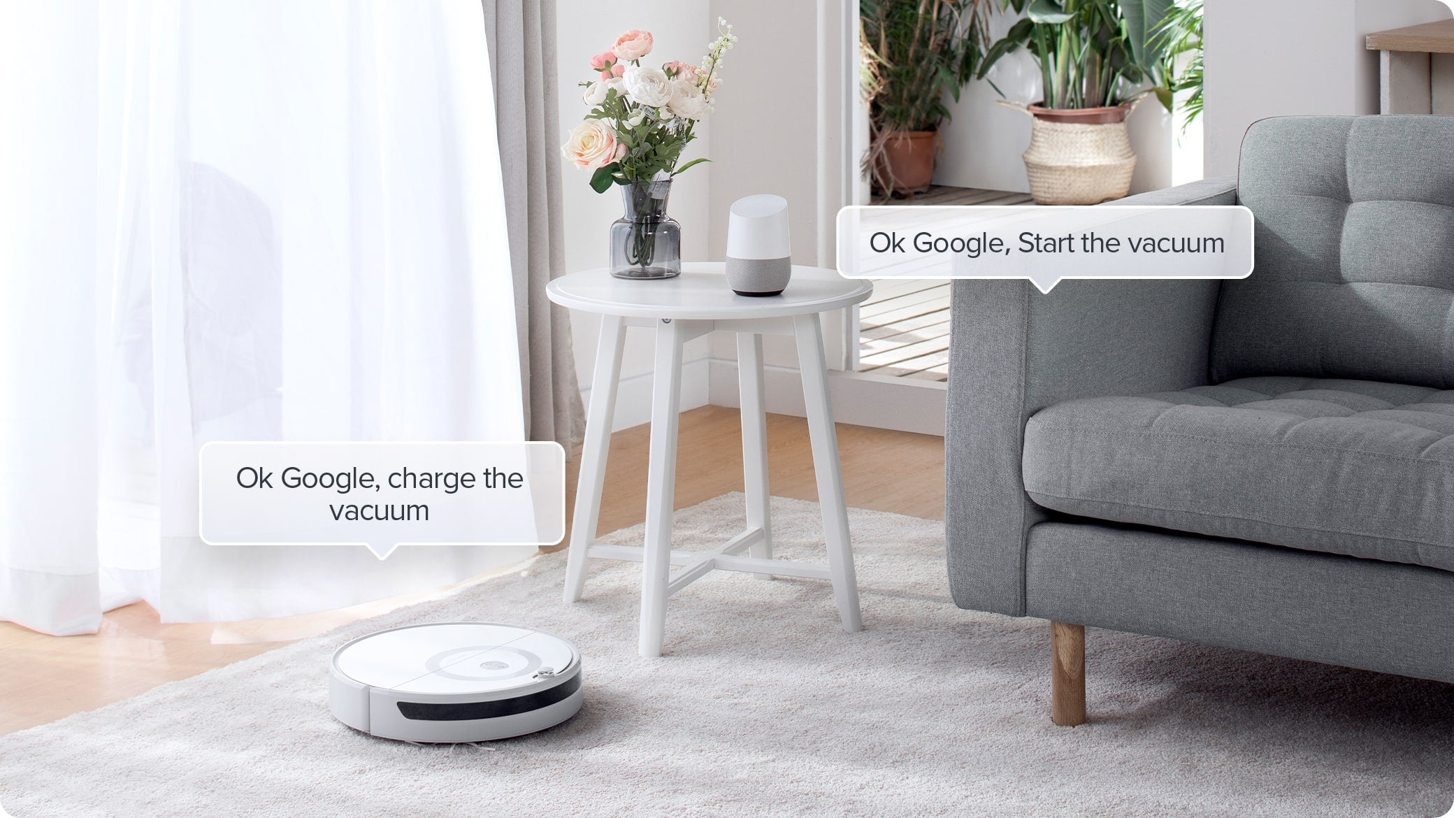 Starta och stoppa rengöringen med ett enkelt röstkommando med hjälp av Amazon Alexa eller Google Home Starta och stoppa rengöringen med ett enkelt röstkommando med hjälp av Amazon Alexa eller Google Home