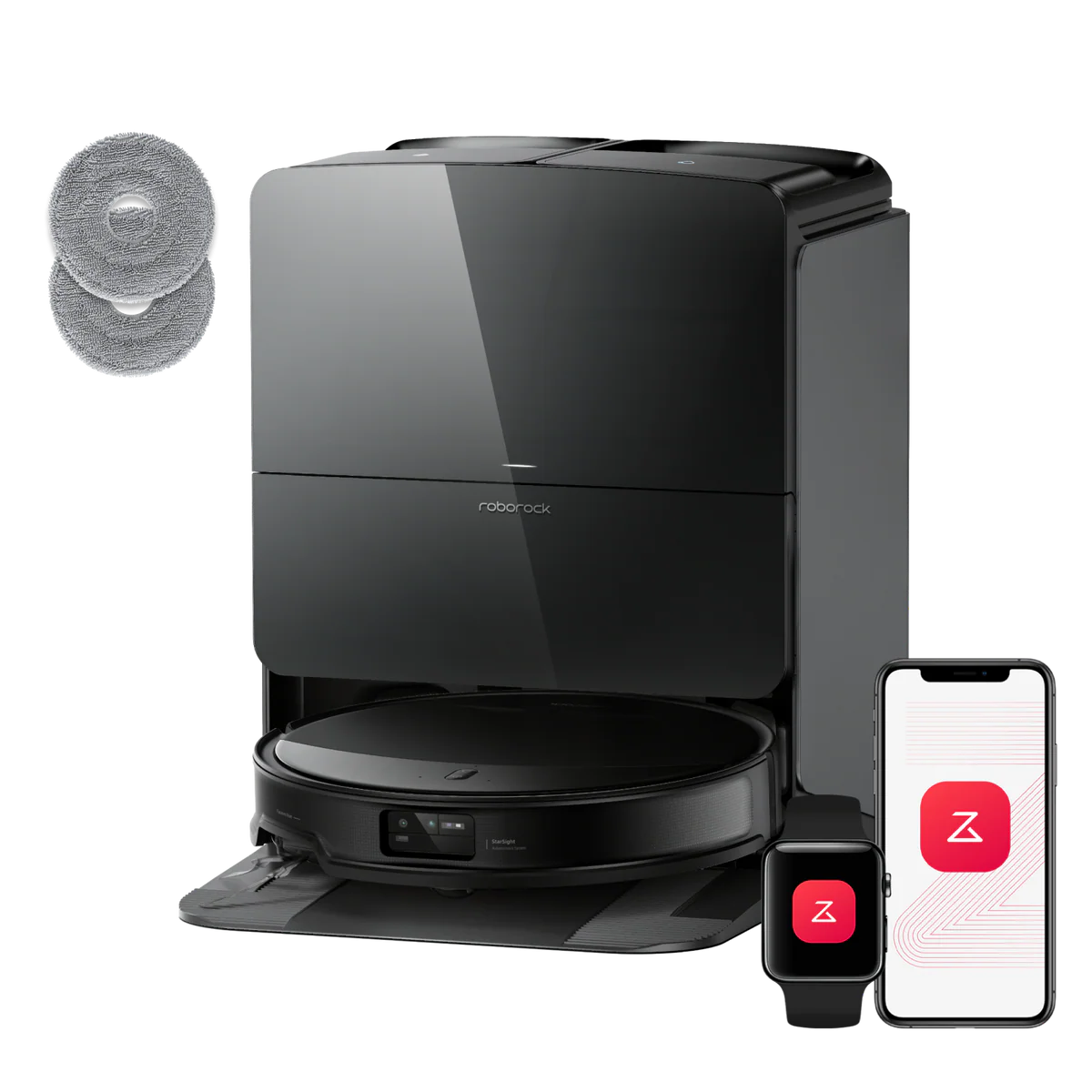 Roborock Saros 10R robotdammsugare-set med multifunktionell laddningsstation 4.0 (inkluderar 2 extra antibakteriella roterande moppar)