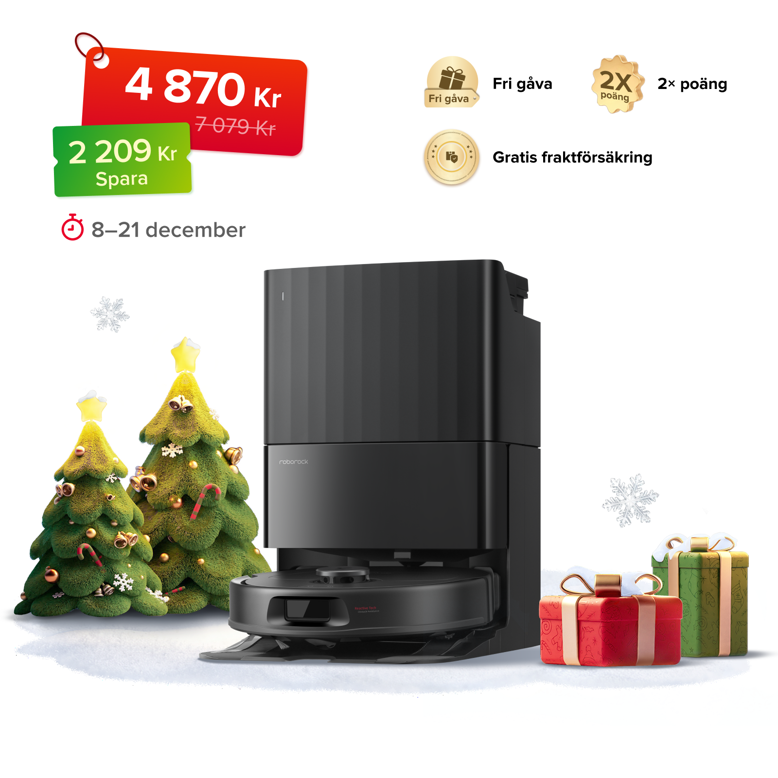 Roborock QV 35A robotdammsugare med multifunktionell dockningsstation