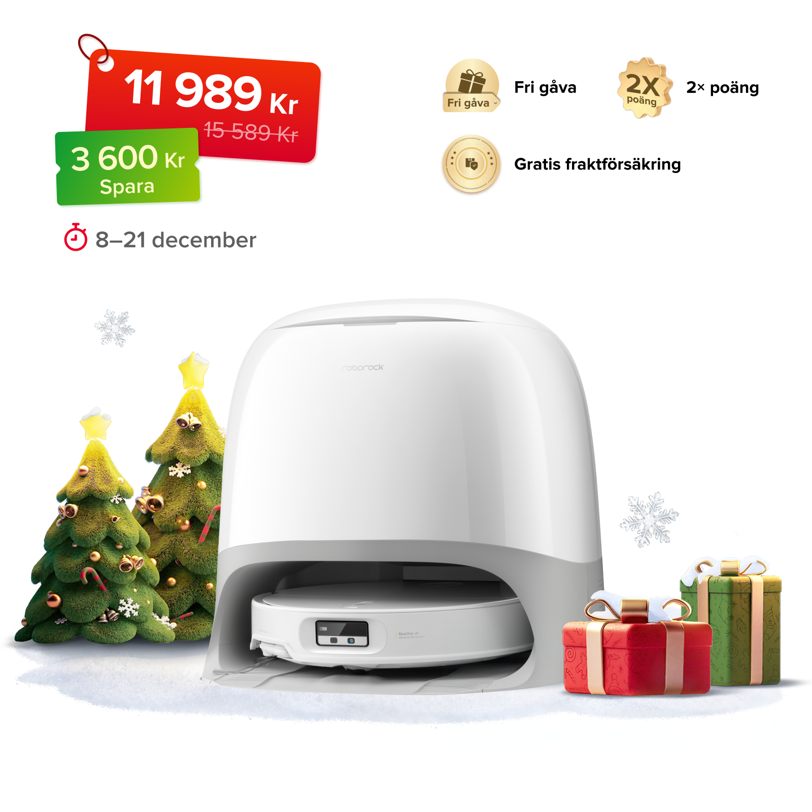 Roborock Qrevo Curv 2 Pro Robotdammsugare & Mopp, 25 000 Pa sugkraft, trasselfri, tvätt med 100 °C varmt vatten, självrengörande, smart hinderundvikande, automatisk torkning, mattavkänning för husdjurshår