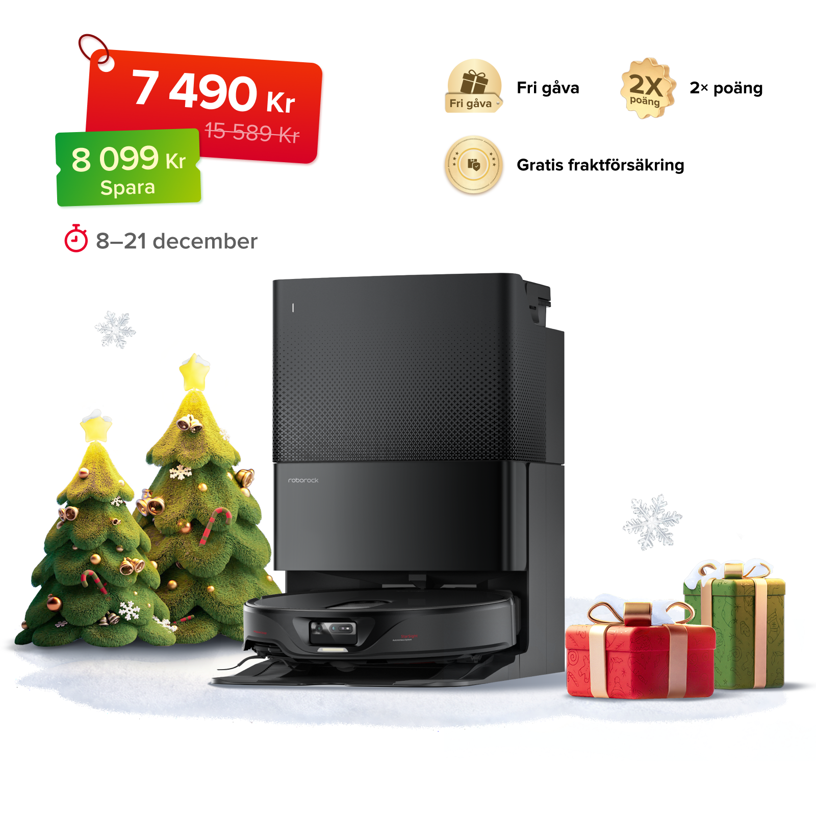 Roborock Qrevo Slim robotdammsugare med multifunktionell dockningsstation 3.0