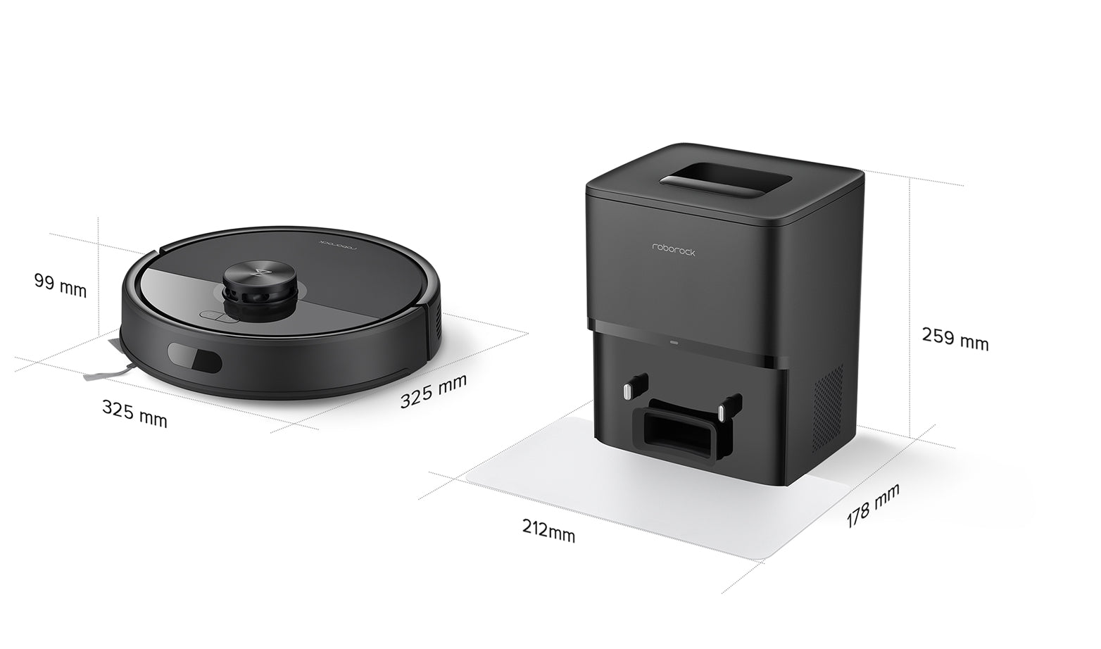 Roborock Q7 TF+ / Roborock Q7 BF+ Mått