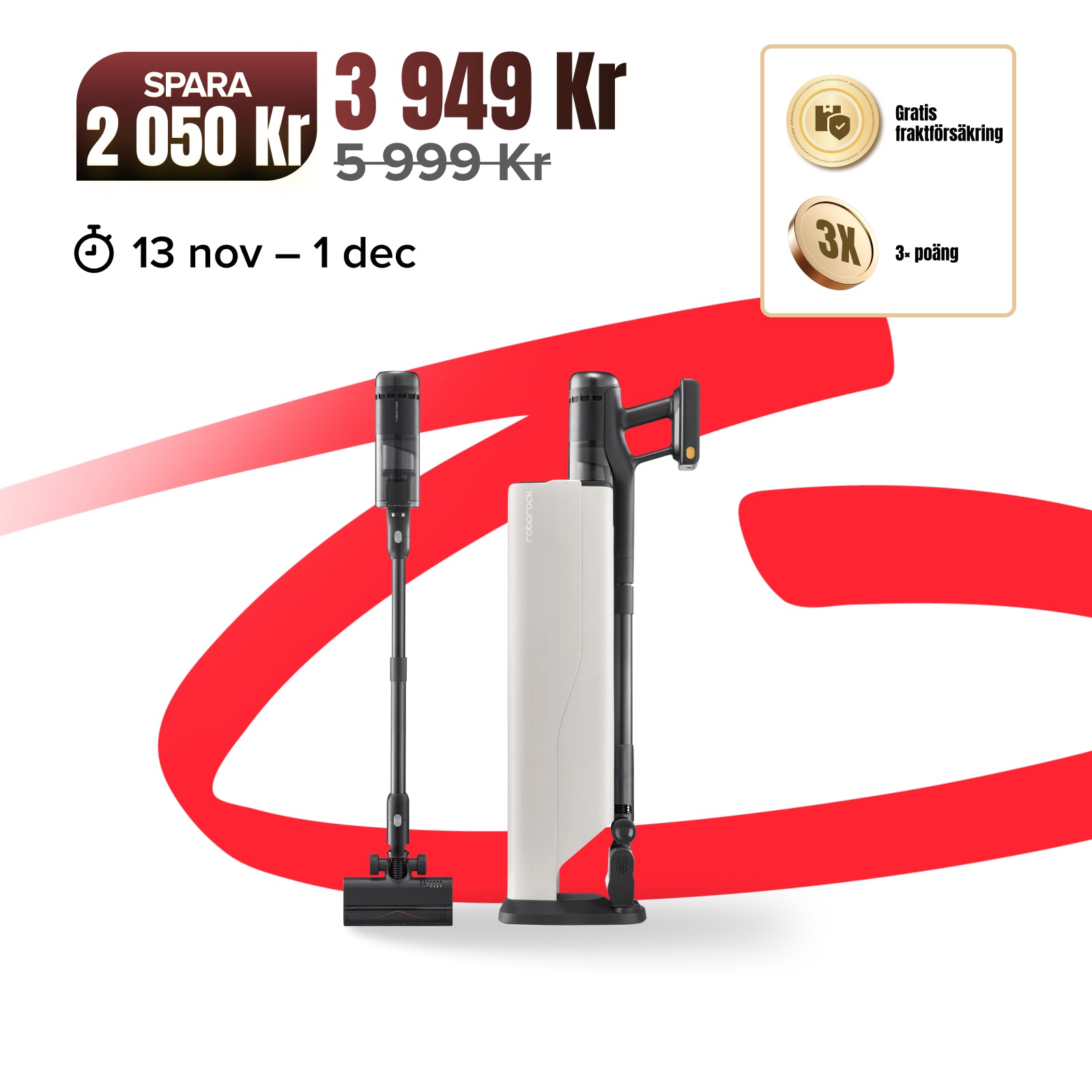 Roborock H60 Hub Ultra sladdlös dammsugare med sugstation