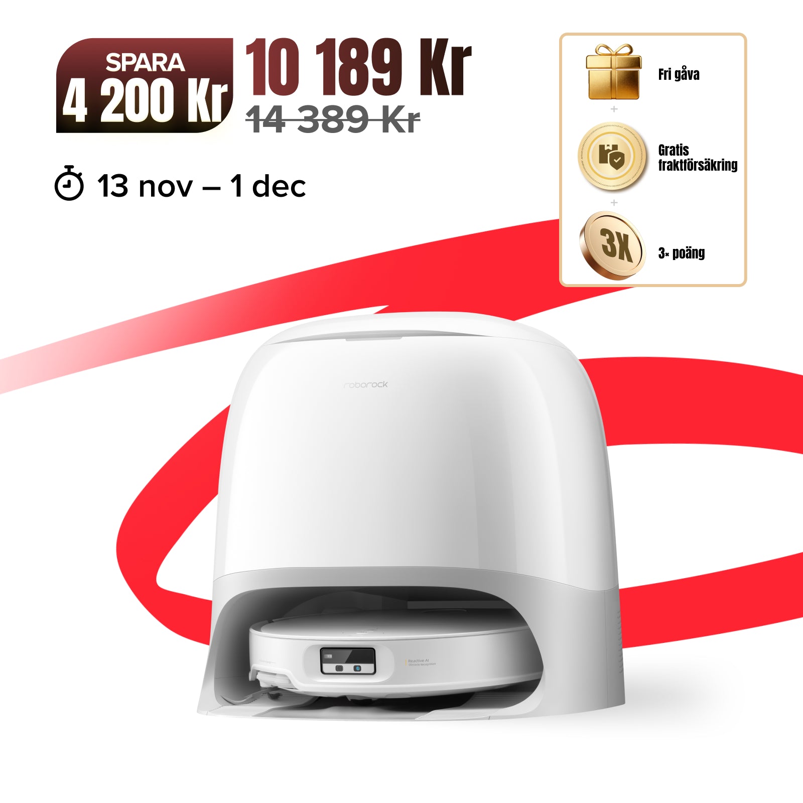 Roborock Qrevo Curv X robotdammsugare med 22 000 Pa sugkraft och multifunktionell dockningsstation 3.0 Thermo+