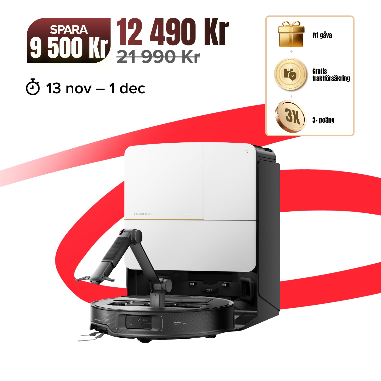 Roborock Saros Z70 robotdammsugare med OmniGrip™ mekanisk arm