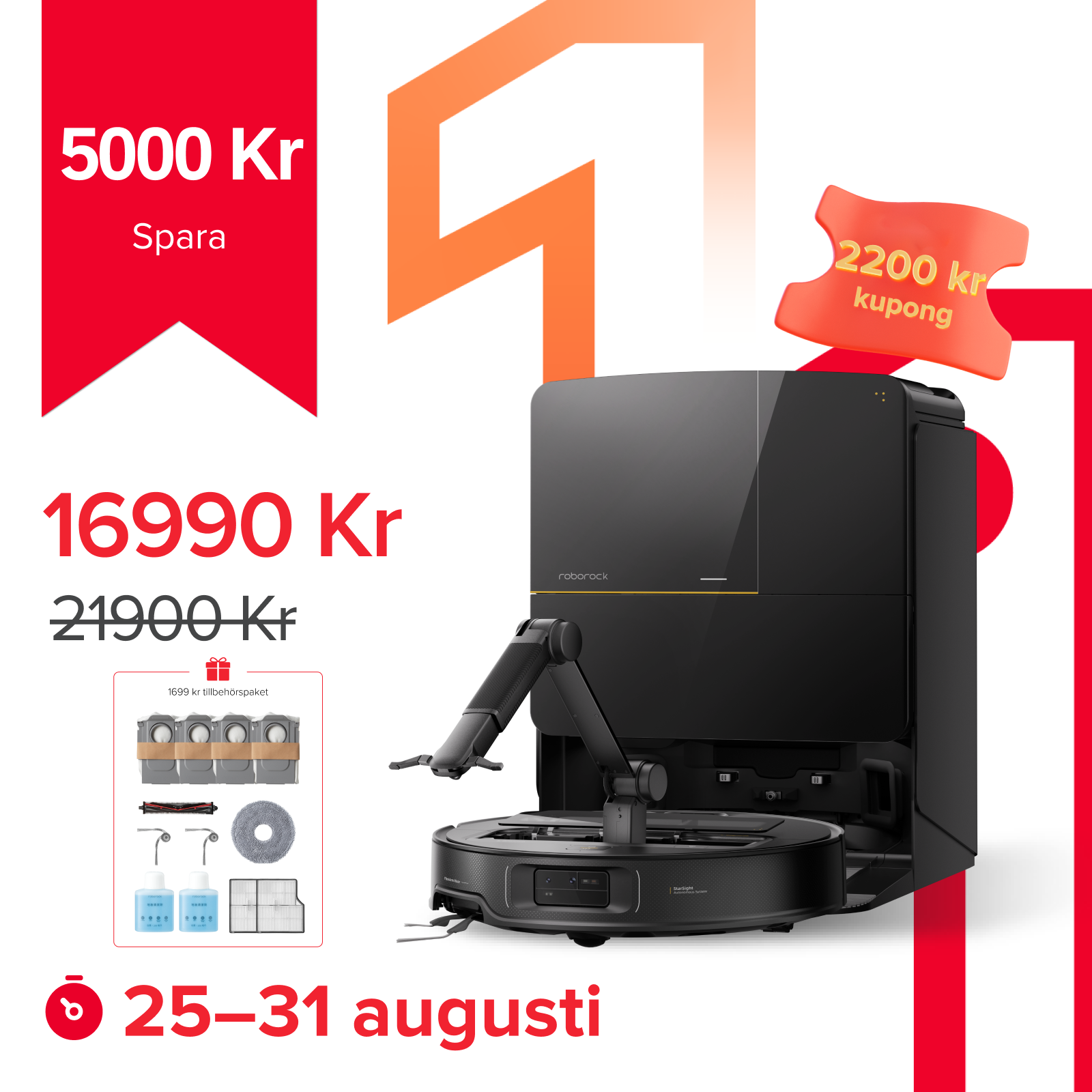 Roborock Saros Z70 robotdammsugare med OmniGrip™ mekanisk arm